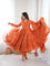 Orange Color With Mal Chanderi  With Mirror Hand Work Gown