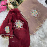 Pure Soft Space Silk With Hand Sequience Work Saree