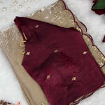 Beautifull Fendy Sartin Embroidery Sequience Work Sareee