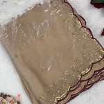 Beautifull Fendy Sartin Embroidery Sequience Work Sareee