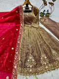 Orange Color Havy Embroidery Siqvas Work Gown Set