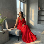 Beautidull Soft Elegent Rich Look Plain Work Saree