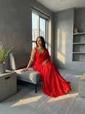 Beautidull Soft Elegent Rich Look Plain Work Saree
