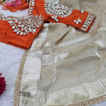 Pure Soft Designer Gota Border Sequience Work Saree