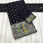 Pure Banarasi Khaddi Creap Georgette Meenakari Reshma Work Saree