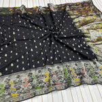 Pure Banarasi Khaddi Creap Georgette Meenakari Reshma Work Saree