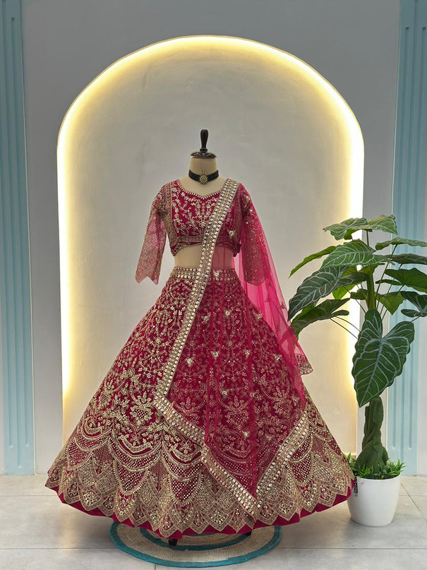 Wedding Special Butterfly Net With Codding Embroidery Work Lehenga
