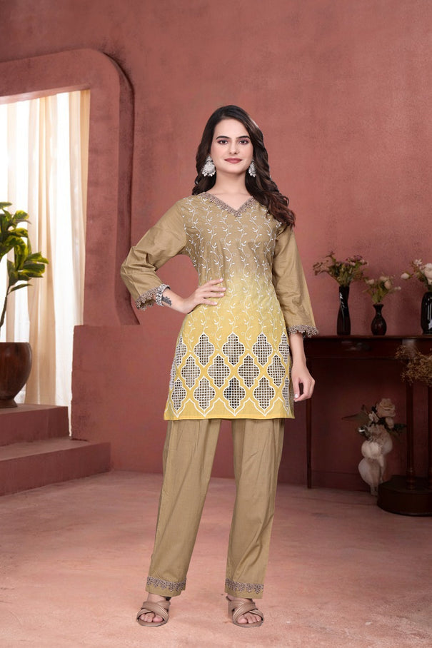 Beautifull Pure Shiffli Cotton With shiffli Work CO-ordset