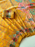 Beautifull Jari Weaving With Digital Print Work Saree