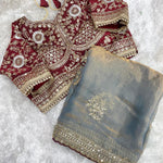 Beautifull Rich Look Embroidery Sequience Work Saree