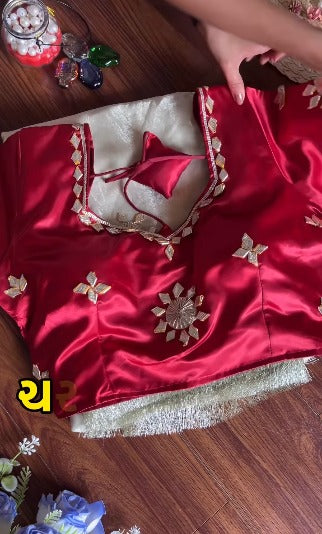 Beautifull Fendy Sattin With Gota Patti Work Saree