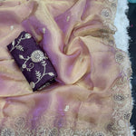 Beautifull Two Tone Tissue Silk With Embroidery Work Saree