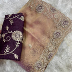 Beautifull Two Tone Tissue Silk With Embroidery Work Saree
