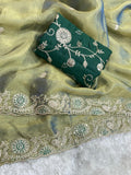 Beautifull Two Tone Tissue Silk With Embroidery Work Saree