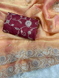 Beautifull Two Tone Tissue Silk With Embroidery Work Saree