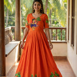 Beautifull Kalamkari Print With Khatli Hand Work Gown