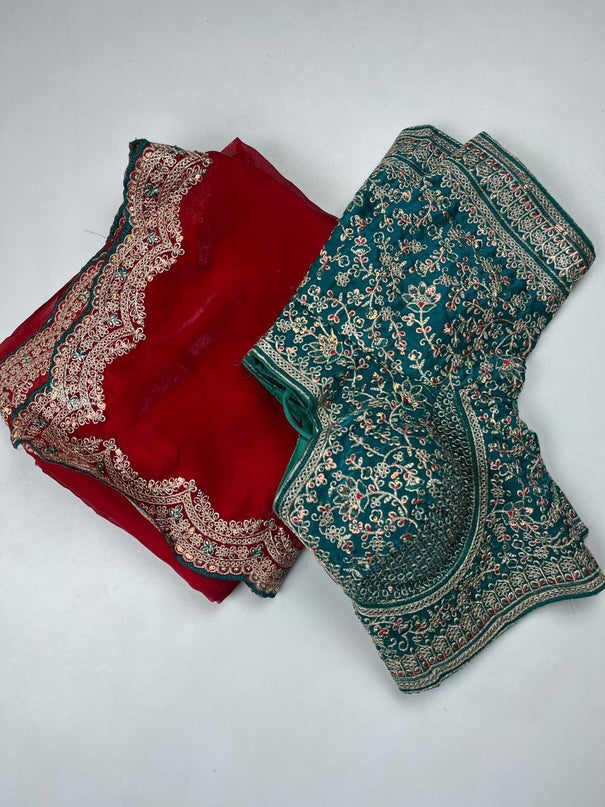 Beautifull Space Silk With Sequience Embroidery Work Saree