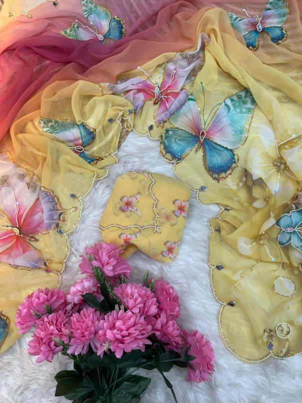 Beautifull Soft Georgette Digital Print Work Saree