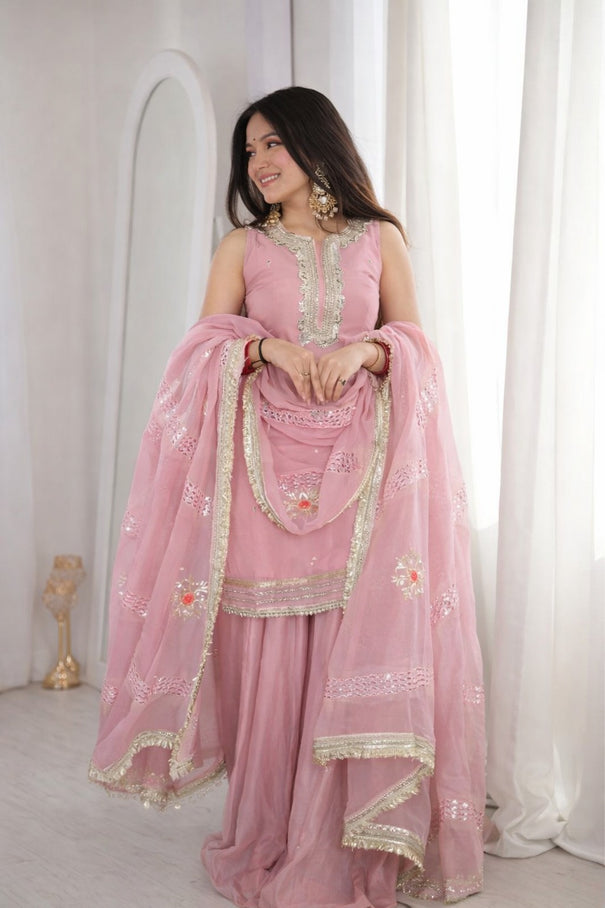 Embroidery Sequence Work With Mirror Wor