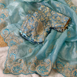 Beautifull Pure Crystal With Embroidery Work Saree