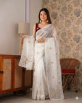 Beautiful Fancy Satin with Khatli Cutdana Hand Work Designer Saree
