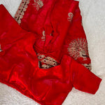 Red Color Fandy Satin Silk With Embroidery Work Saree