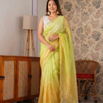 Designer Fendy Chiffon Saree With Cutdana Moti Border & Handwork saree