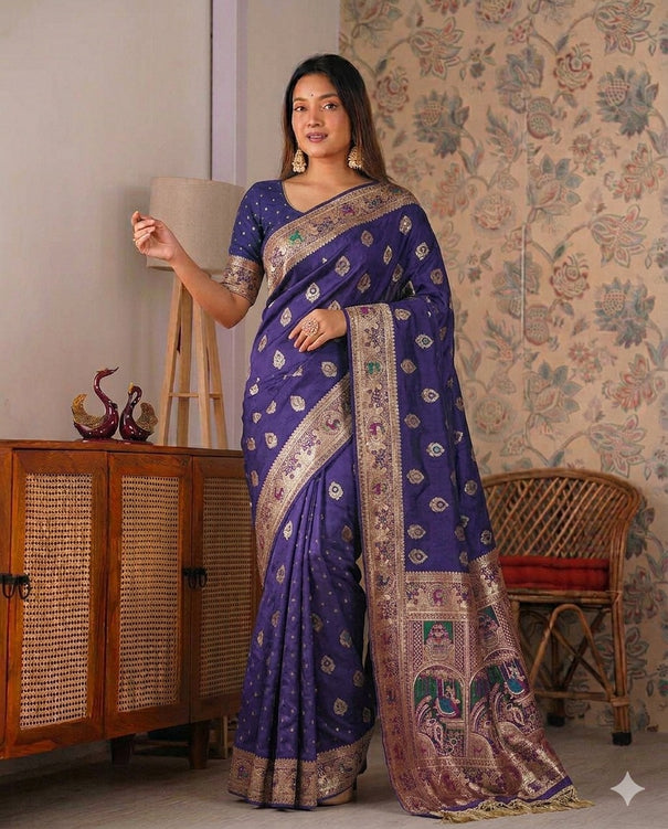Designer Pure HO Silk With Jacquard Weaving & Cutdana Handwork Saree