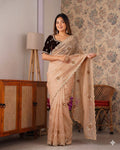 Designer Light Organza With Moti Cutdana Border & Heavy Handwork Saree