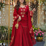 Beautiful Soft Crunchy Chiffon Suit With Hand Charkhi Gota Patti Work