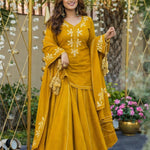 Beautiful Soft Crunchy Chiffon Suit With Hand Charkhi Gota Patti Work