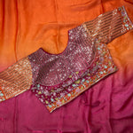 Beautiful Rich Satin Saree With Sequins & Heavy Embroidery Work