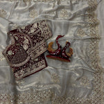 Beautifull Soft Frendy Satin With Sequience Zari Embroidery Work Saree