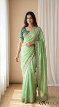 Beautiful Elegant Rich Look Embroidery Thread Work Premium Space Silk Saree