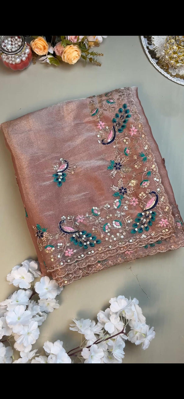 Beautifull Soft Rich Silk With Embroidery Work Saree