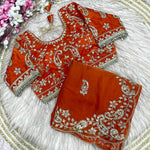 Beautiful Soft Rich Fandy Satin Silk Sequence Embroidery Work Saree