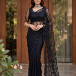 Beautiful Soft Rich Net Embroidery Sequence Pearl Work Saree