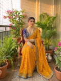 Beautiful Soft Rich Fendy Silk Multi & Sequence with Embroidery Work Saree