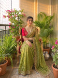 Beautiful Soft Rich Fendy Silk Multi & Sequence with Embroidery Work Saree