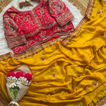 Treditional Look With Two Tone Silk WIth Embroidery Work Saree