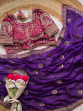Treditional Look With Two Tone Silk WIth Embroidery Work Saree