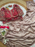 Treditional Look With Two Tone Silk WIth Embroidery Work Saree