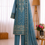 Fox Georgette Embroidery Sequence Work Top Bottom
