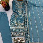 Fox Georgette Embroidery Sequence Work Top Bottom