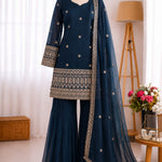 Crunchy Silk Embroidery Sequence & Jari Work Top Bottom