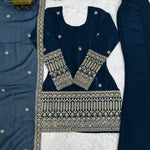 Crunchy Silk Embroidery Sequence & Jari Work Top Bottom