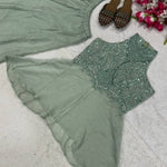 Fandy Crush Beads Hand Work & Moti Work Top Plazzo