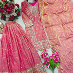 Fendy Silk Embroidery Sequence Work Top Sharara