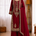 Faux Georgette Embroidery Sequence Work Top Pant