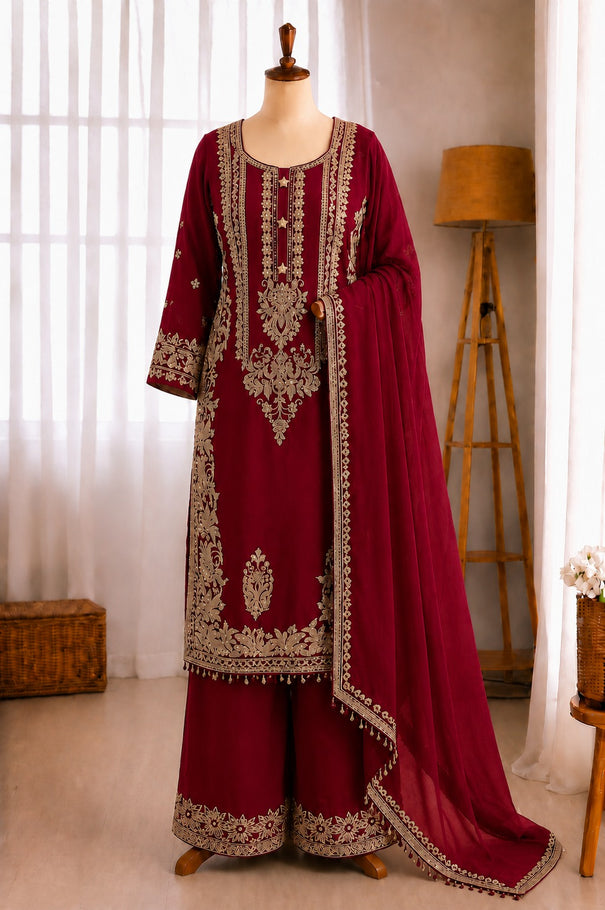 Faux Georgette Embroidery Sequence Work Top Pant